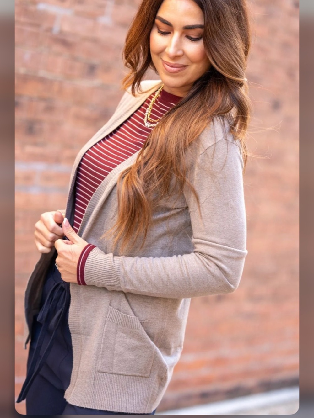 Betsey’s Boutique Shop Beige BETSEY'S BUTTERY SOFT HARVEST CARDIGAN Size Large
